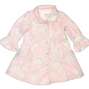 Biscotti Metallic Shimmer Pink Floral Petticoat Pea Coat Jacket Baby Girl Dressy